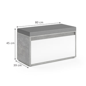 Vicco Panca scarpiera da ingresso Calcestruzzo 80 x 45 cm