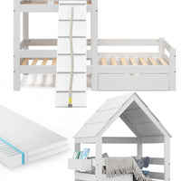 Vitalispa Letto montessori bambini Bianco 90x200 cm con materasso e cassetto