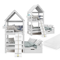 Vitalispa Letto montessori bambini Bianco 90x200 cm con materasso e cassetto