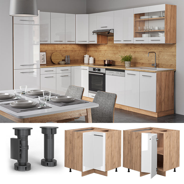 Vicco Mobile ad angolo cucina Bianco lucido 80.5 cm , PL Antracite