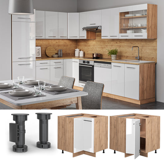 Vicco Mobile ad angolo cucina Bianco lucido 80.5 cm senza piano di lavoro