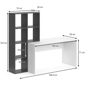 Vicco Scrivania con ripiani Bianco/antracite 166.8 x 59 cm