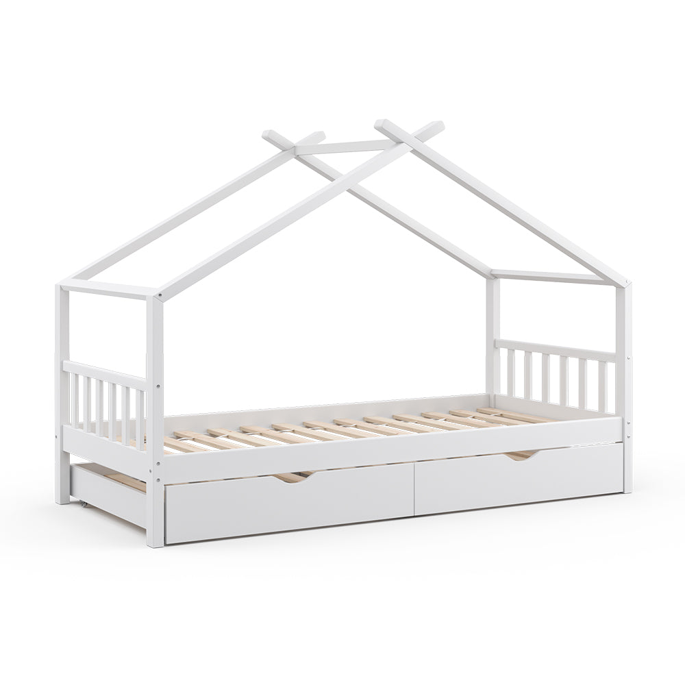 Vitalispa Letto montessori bambini Bianco 90x200 cm con letto per ospiti