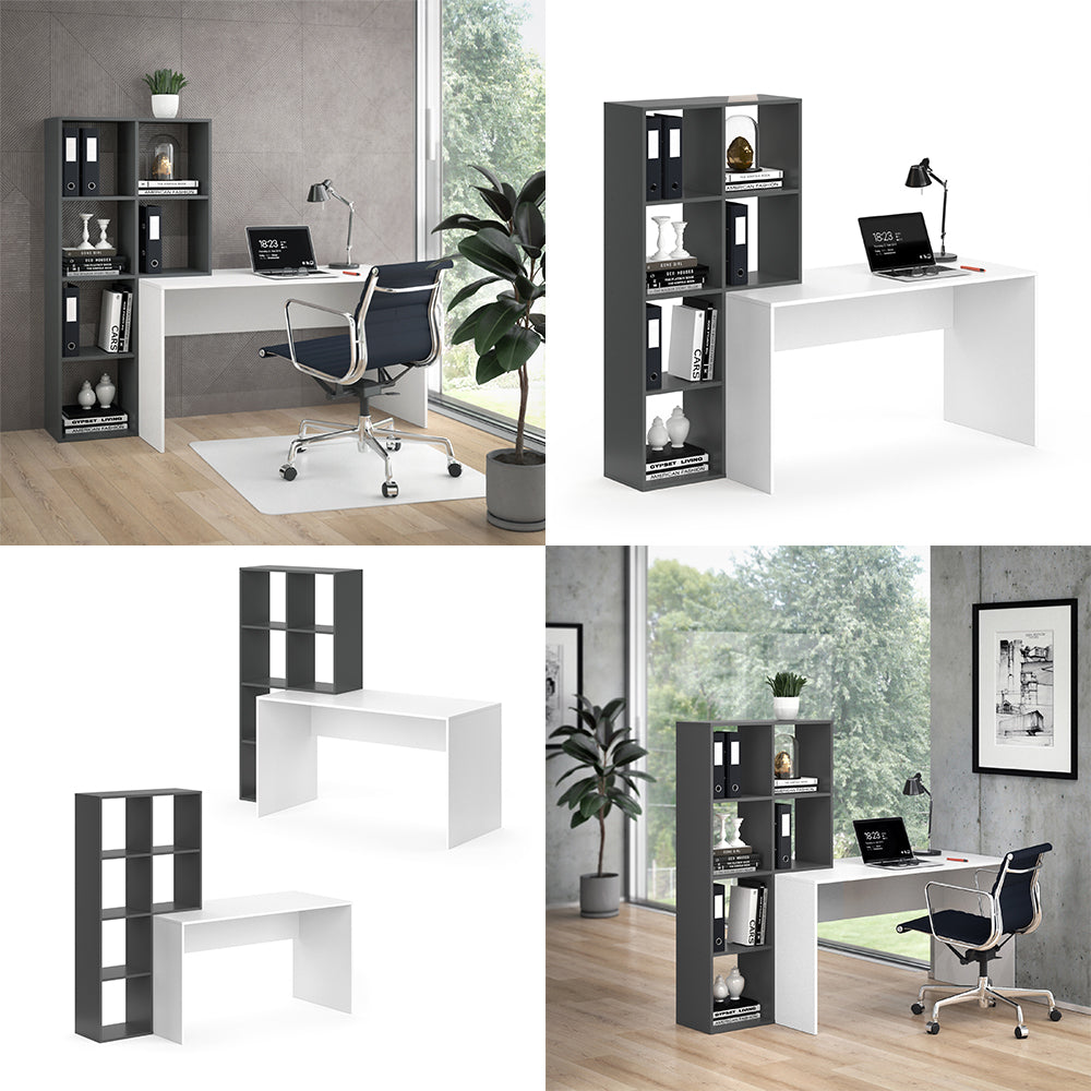 Vicco Scrivania con ripiani Bianco/antracite 166.8 x 59 cm