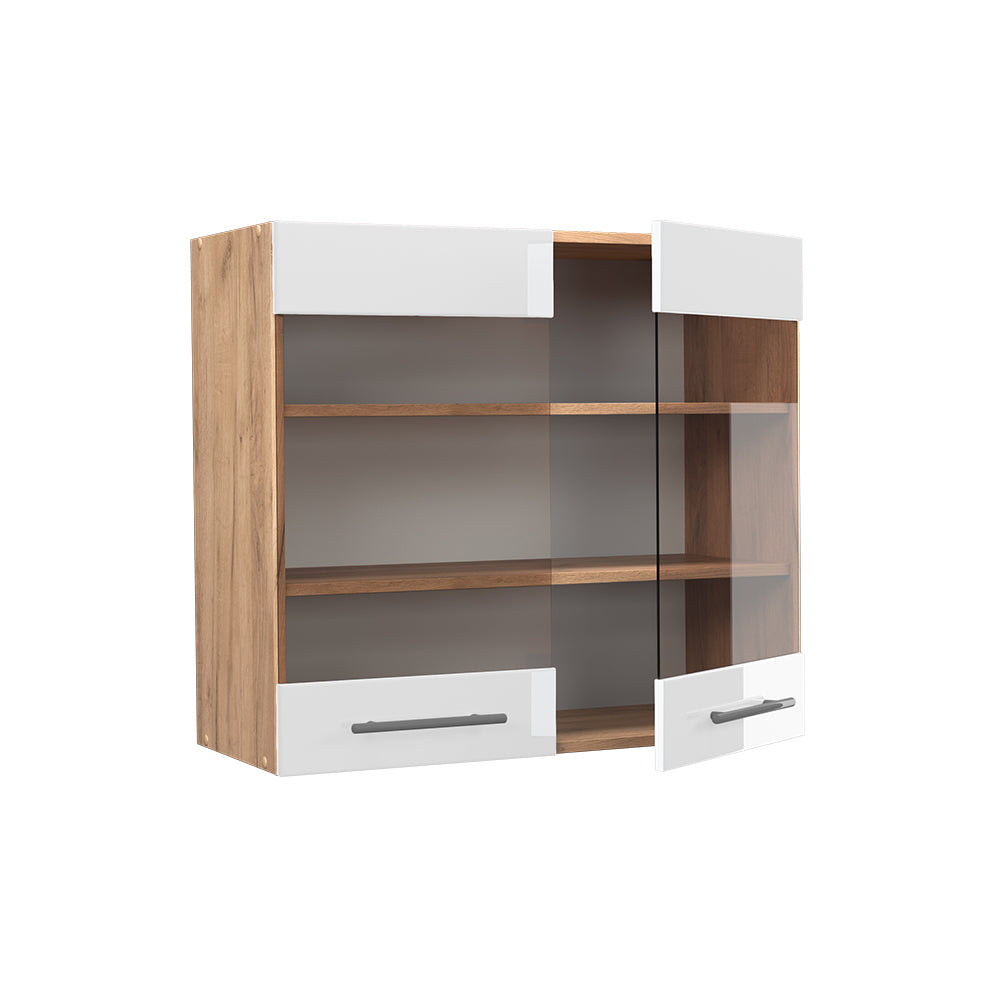 Vicco Mobile da cucina in vetro Bianco lucido 80 cm