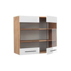 Vicco Mobile da cucina in vetro Bianco lucido 80 cm