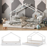 Vitalispa Letto montessori bambini Bianco 90x200 cm con letto per ospiti