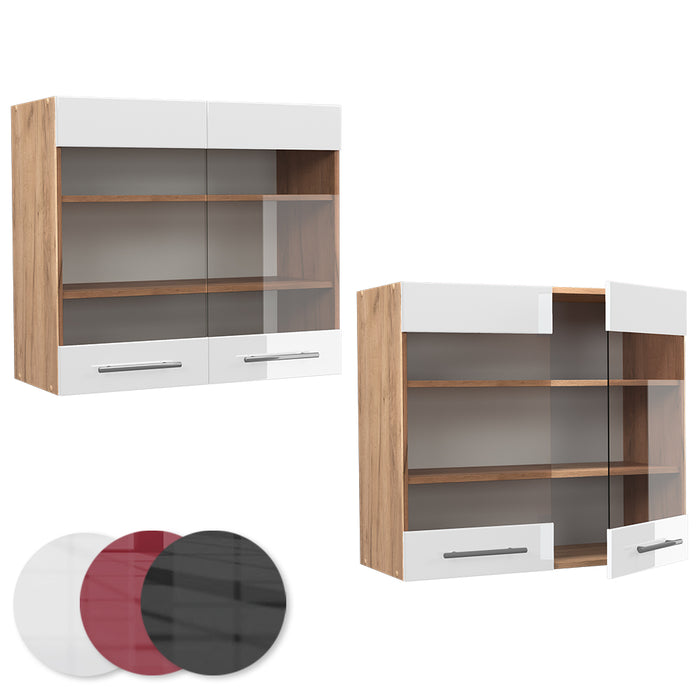 Vicco Mobile da cucina in vetro Bianco lucido 80 cm