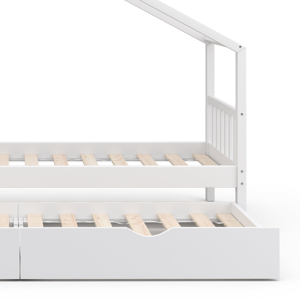 Vitalispa Letto montessori bambini Bianco 90x200 cm con letto per ospiti