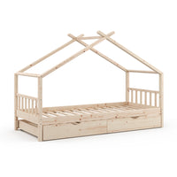 Vitalispa Letto montessori bambini Legno naturale 90x200 cm con letto per ospiti