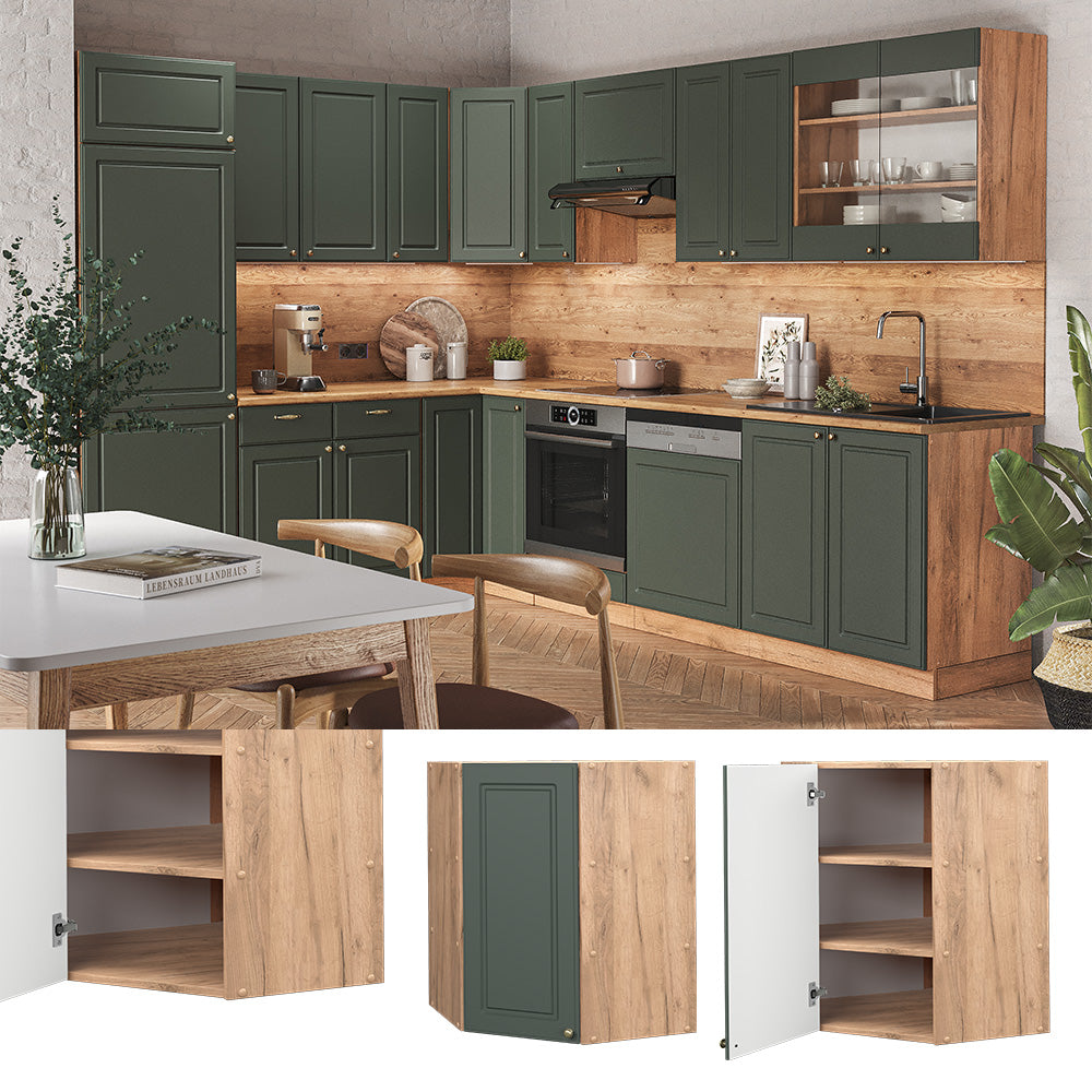 Vicco Mobile angolare da cucina Verde-oro Country House 57 cm