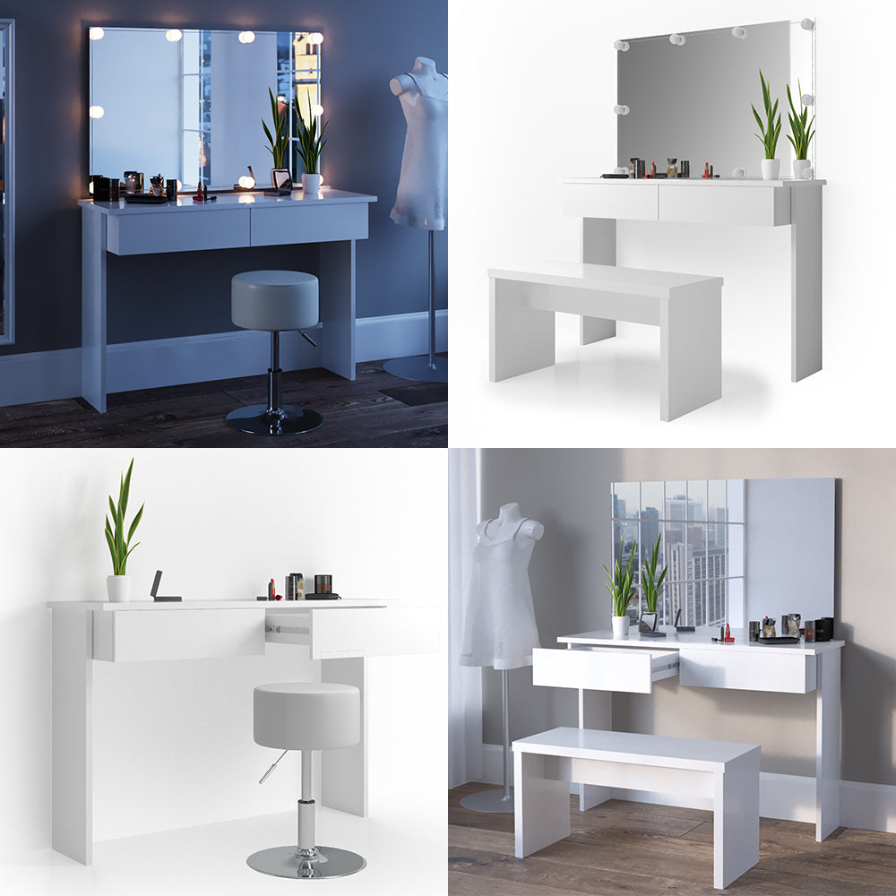 Vicco Tavolo da toeletta Bianco 120 cm senza specchio