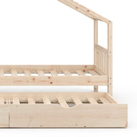 Vitalispa Letto montessori bambini Legno naturale 90x200 cm con letto per ospiti