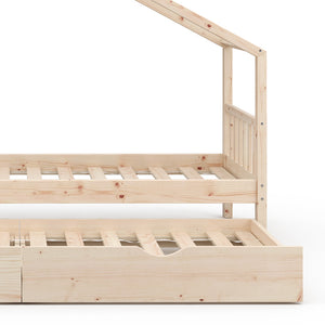 Vitalispa Letto montessori bambini Legno naturale 90x200 cm con letto per ospiti