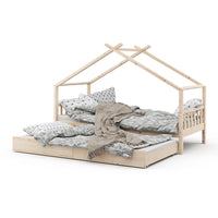 Vitalispa Letto montessori bambini Legno naturale 90x200 cm con letto per ospiti