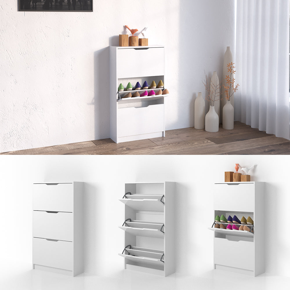 Vicco Scarpiera da ingresso Bianco 22 x 105 cm 3 scomparti