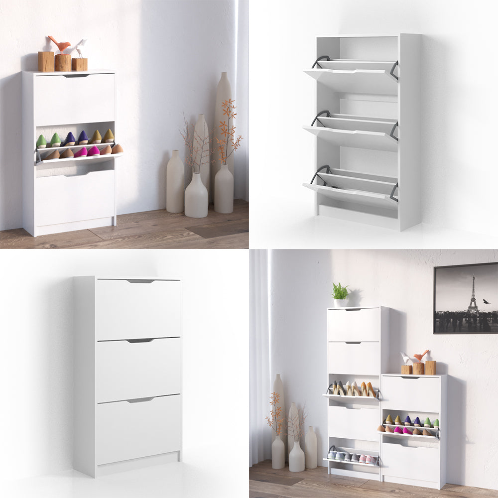 Vicco Scarpiera da ingresso Bianco 22 x 105 cm 3 scomparti