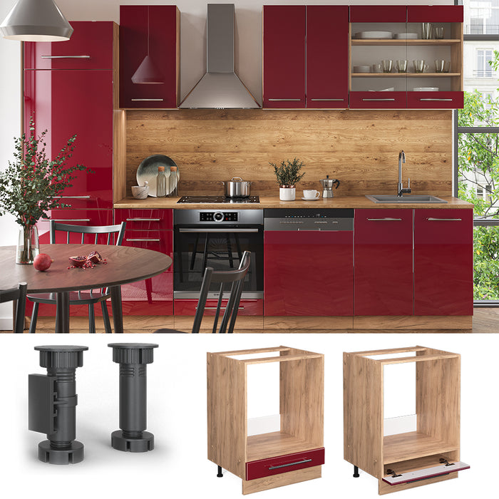 Vicco Mobile per forno da incasso Rosso bordeaux lucido 60 cm , PL Antracite