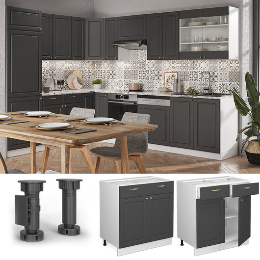 Vicco Mobiletto base per cucina Antracite-oro 80 cm , PL Rovere