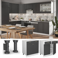 Vicco Mobiletto base per cucina Antracite-oro 80 cm senza piano di lavoro