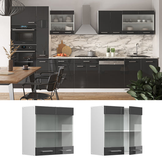 Vicco Mobile da cucina in vetro Antracite lucido 60 cm