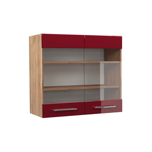 Vicco Mobile da cucina in vetro Rosso bordeaux lucido 80 cm