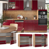 Vicco Mobile da cucina in vetro Rosso bordeaux lucido 80 cm