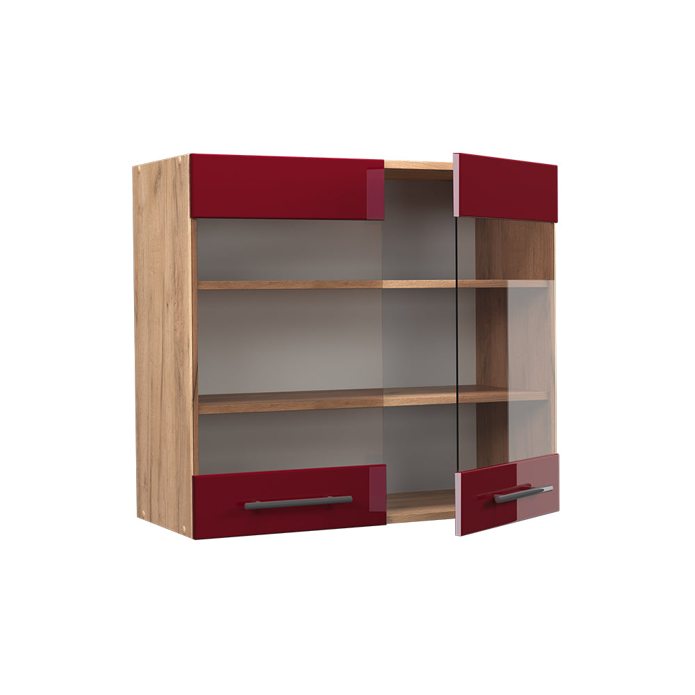 Vicco Mobile da cucina in vetro Rosso bordeaux lucido 80 cm