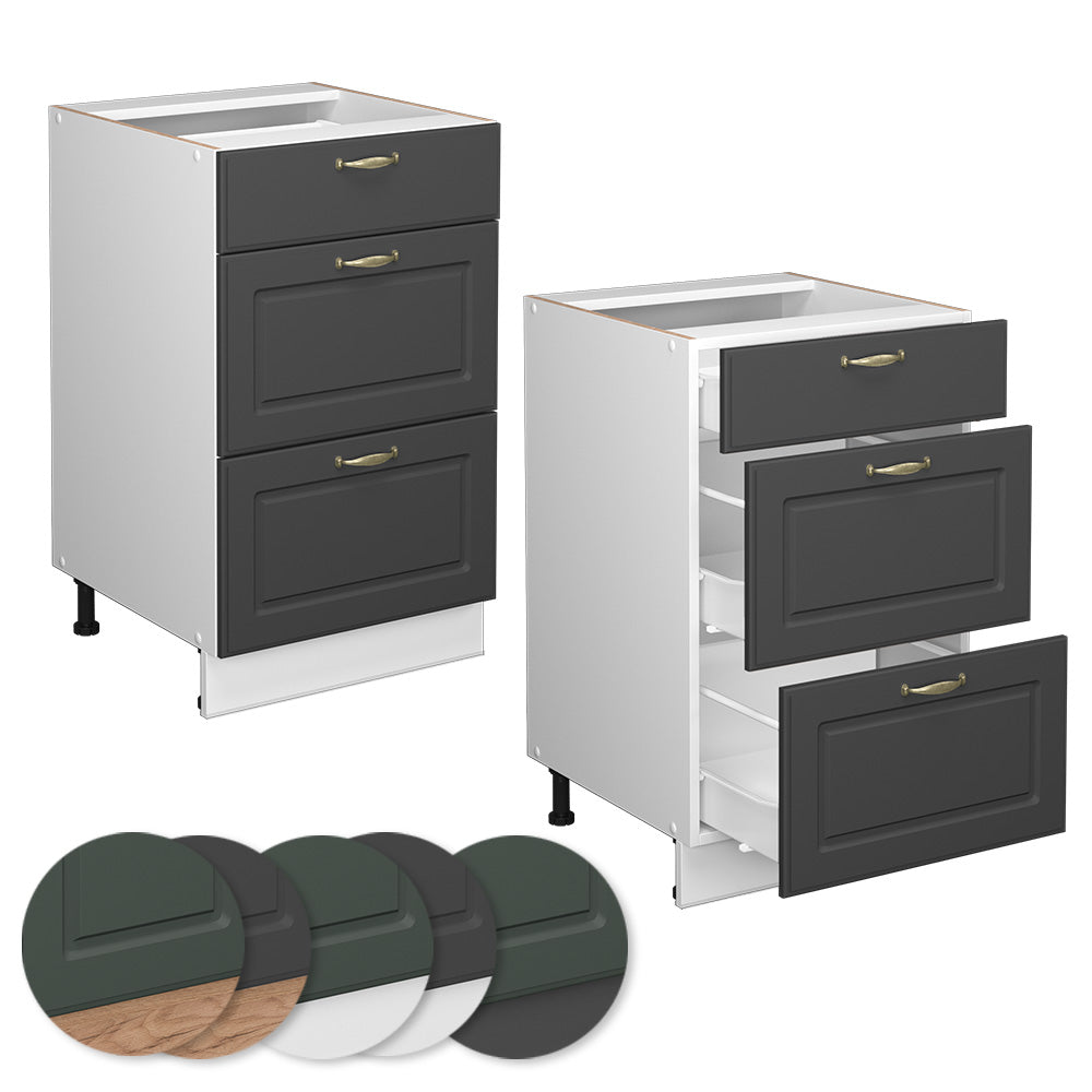 Vicco Mobiletto base per cucina Antracite-oro 50 cm senza piano di lavoro