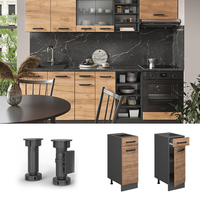 Vicco Mobiletto base per cucina Quercia dorata 30 cm PL Marmo