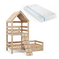 Vitalispa Letto montessori bambini Legno naturale 90x200 cm con materasso e cassetto