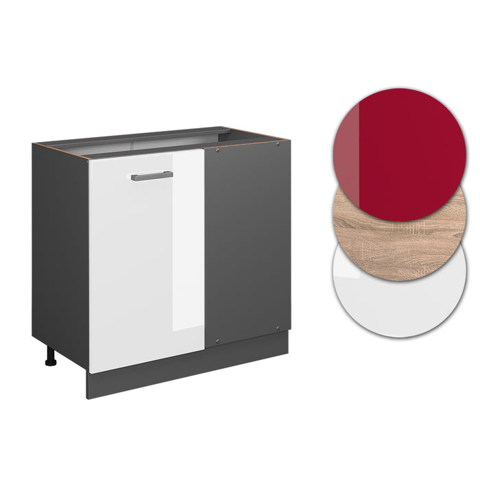 Vicco Mobile ad angolo cucina Bianco lucido 86 cm senza piano di lavoro