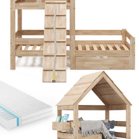 Vitalispa Letto montessori bambini Legno naturale 90x200 cm con materasso e cassetto
