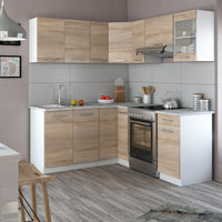 Vicco Cucina angolare completa Bianco/Sonoma 187 x 167 cm , PL Marmo