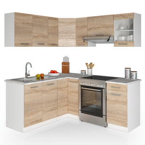 Vicco Cucina angolare completa Bianco/Sonoma 187 x 167 cm , PL Marmo