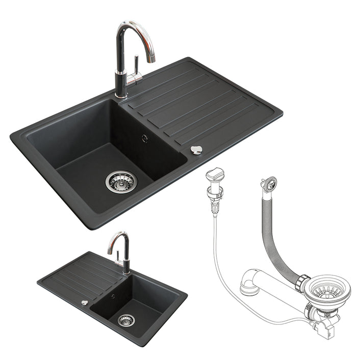 Bergström Lavello Nero 76.5 x 46 cm con asciugatura