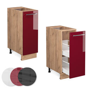 Vicco Armadio cucina dispensa alto Rosso bordeaux lucido 30 cm , PL Rovere