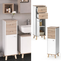 Vicco Mobiletto bagno Bianco 30 x 95 cm con cassetti