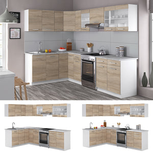 Vicco Cucina angolare completa Bianco/Sonoma 267 x 167 cm , PL Marmo
