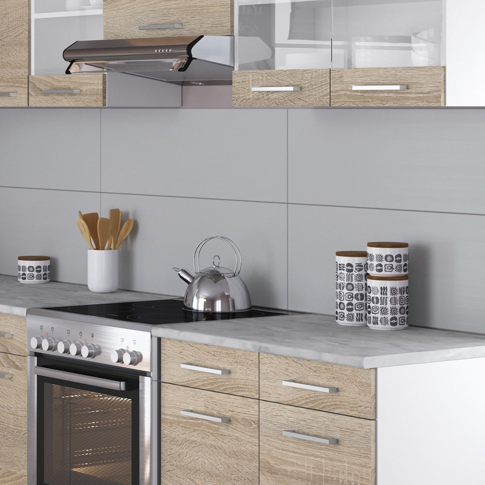 Vicco Cucina angolare completa Bianco/Sonoma 267 x 167 cm , PL Marmo