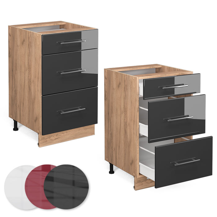 Vicco Mobiletto base per cucina Antracite lucido 50 cm senza piano di lavoro