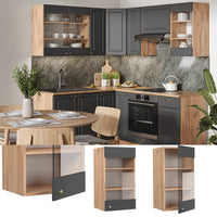 Vicco Mobile da cucina in vetro Antracite-oro 40 cm