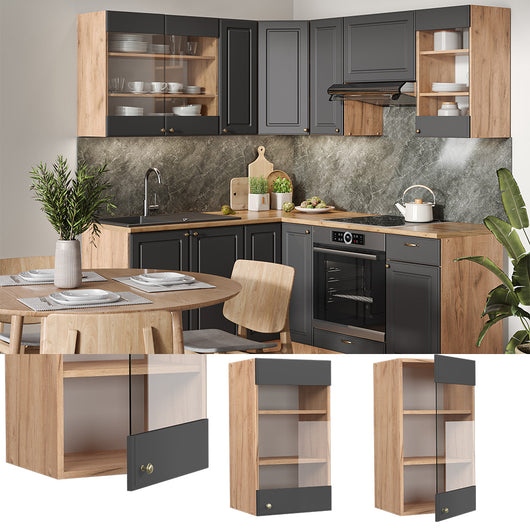 Vicco Mobile da cucina in vetro Antracite-oro 40 cm