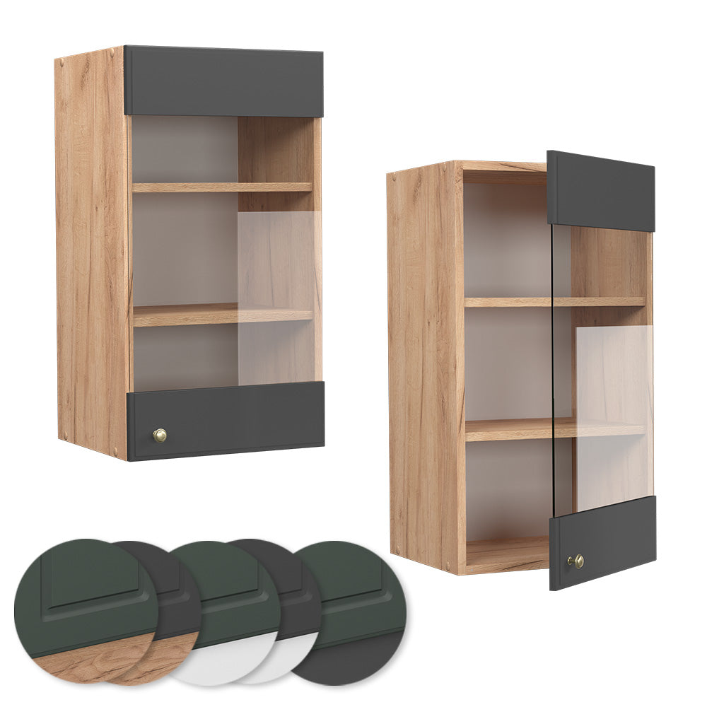 Vicco Mobile da cucina in vetro Antracite-oro 40 cm