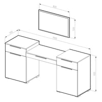Vicco Tavolo da toeletta Bianco 190 cm