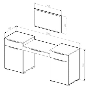 Vicco Tavolo da toeletta Bianco 190 cm