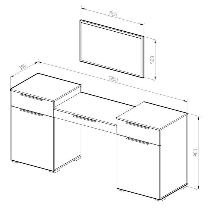 Vicco Tavolo da toeletta Bianco 190 cm