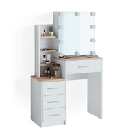 Vicco Tavolo da toeletta Bianco/Sonoma 36 cm con illuminazione a LED