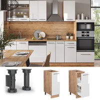 Vicco Armadio cucina dispensa alto Bianco lucido 30 cm , PL Rovere