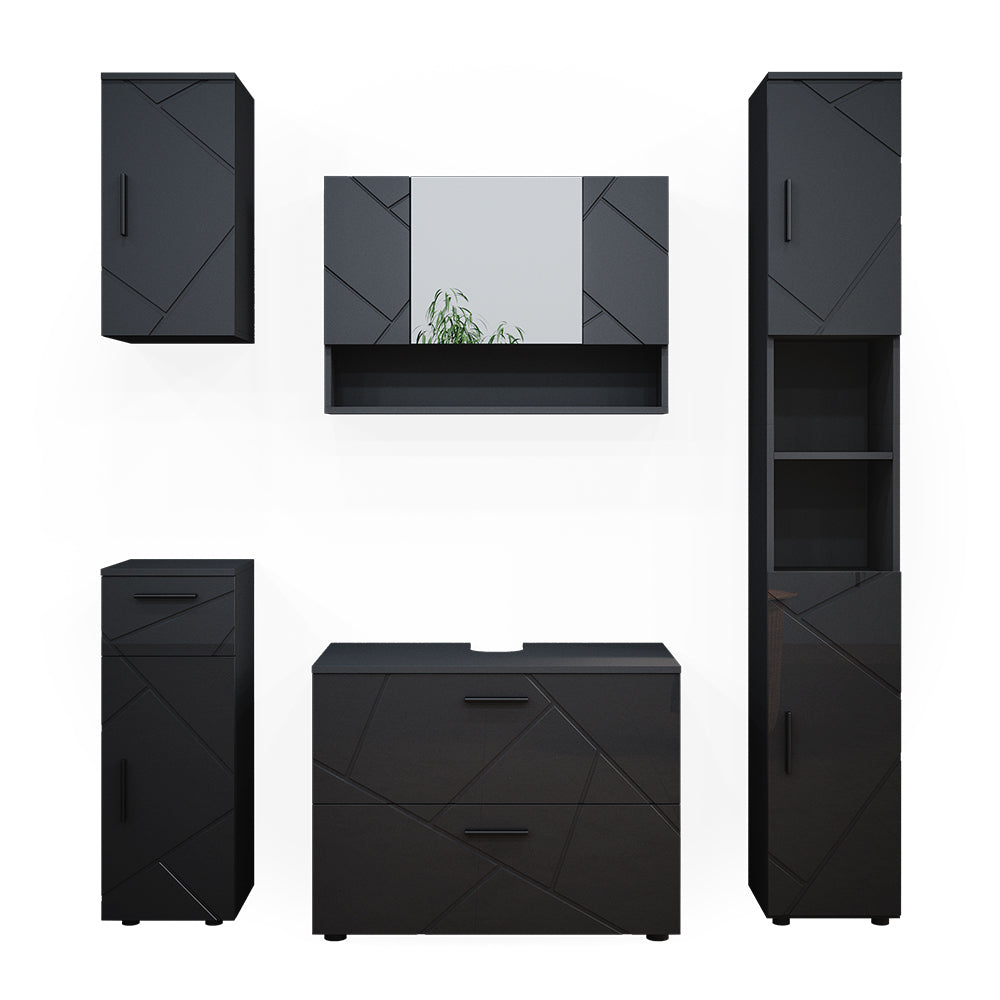 Vicco Set mobili bagno Antracite lucido 5 parti